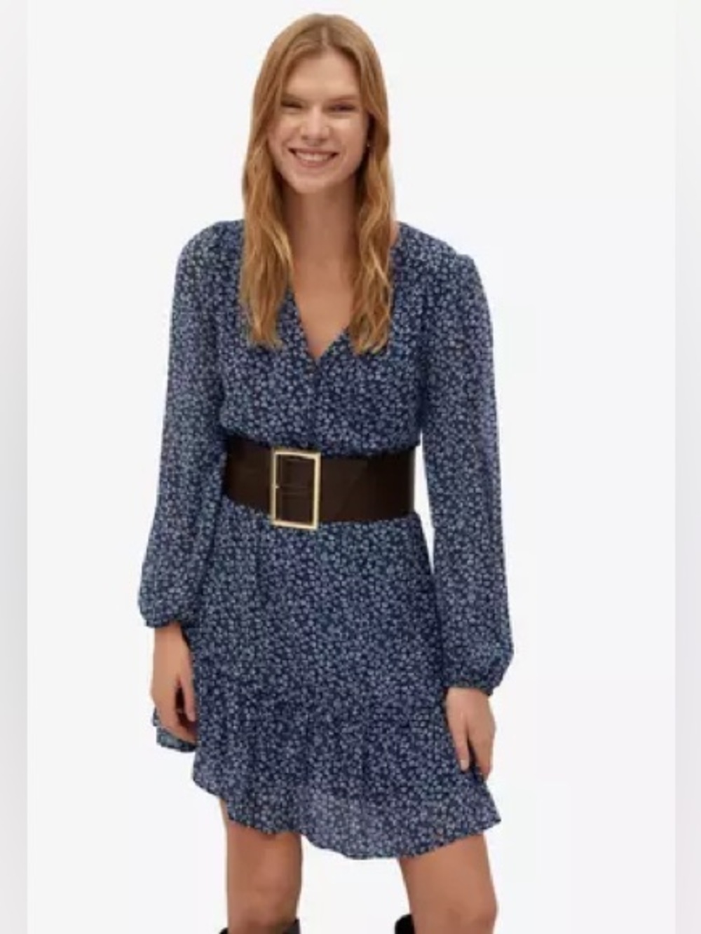 Mango Flowy Flower Printed Dress- Belt not included- US sz 2